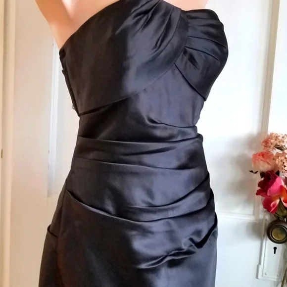Bill Levkoff formal satin dress black size 10 - Picture 3 of 14